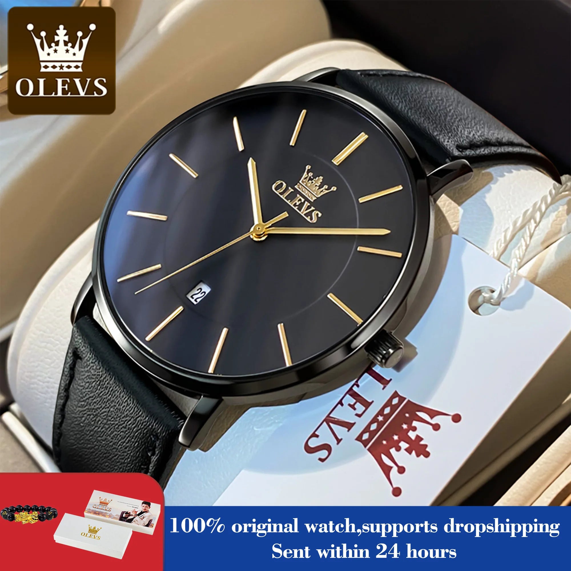 OLEVS 5869 Uhr für Herren Mode Einfach Japanisches Quarzwerk Herrenuhren Gehäusedicke 6,5 mm Top-Markenkalender Zeigeruhr
