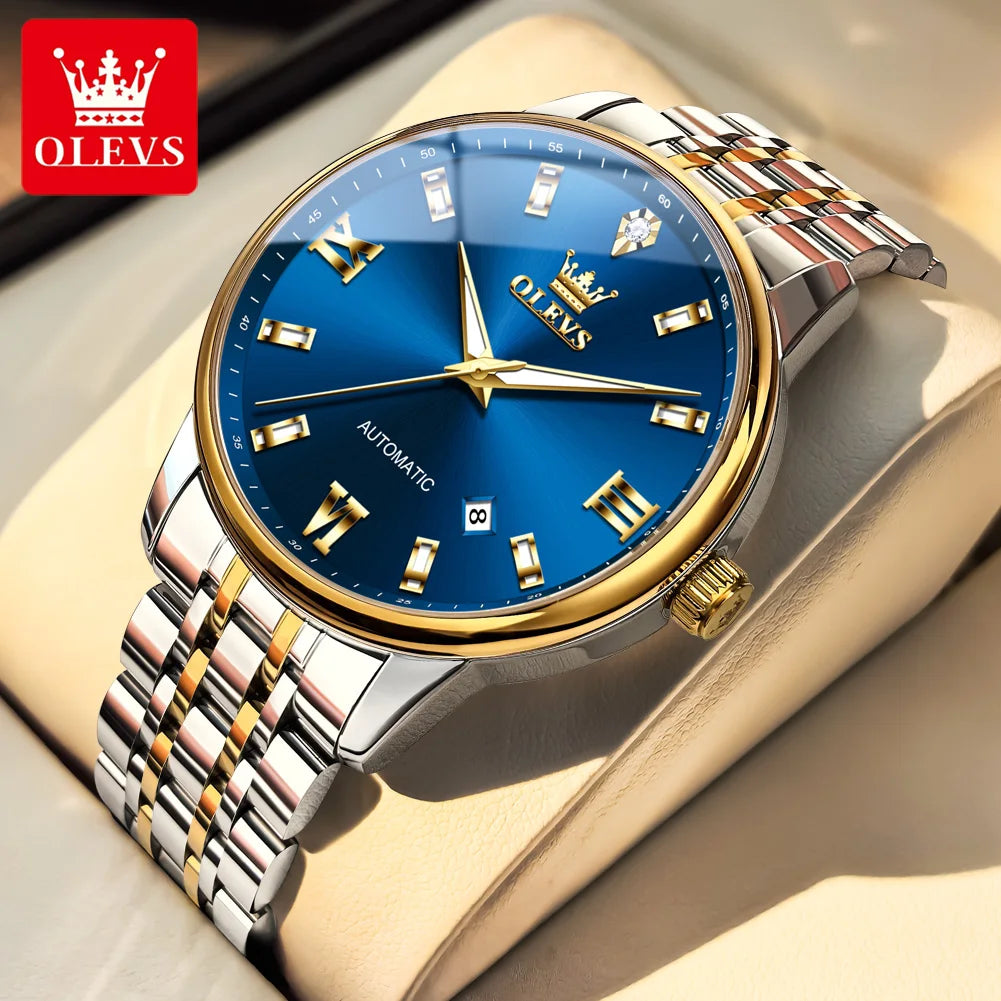 OLEVS 6723 Herren Automatikuhren Business Datum Mechanische Uhr für Männer Luxus Mode Wasserdicht Leuchtend Original Handuhr