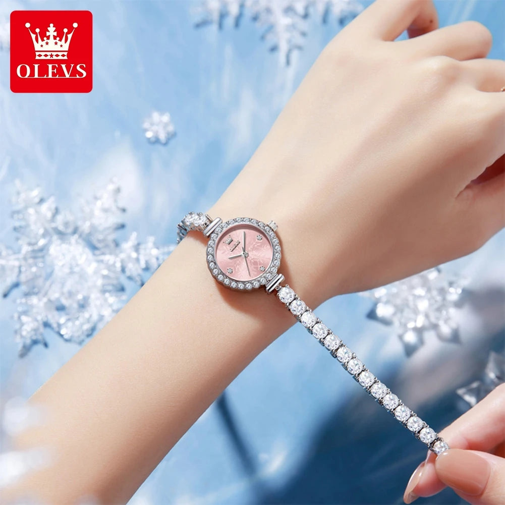OLEVS 5889 Womens Watch Elegant Fashion Quartz Watch Waterproof Luminous Copper Bracelet Watches For Woman Gifts Jewellery Clasp