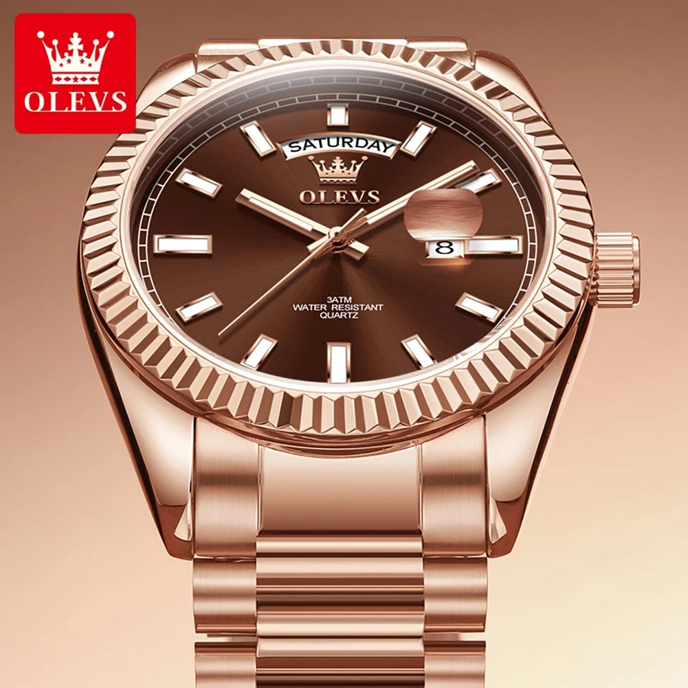 OLEVS 5650 Uhren für Herren, Original Chronograph, Datumsanzeige, Quarzuhr, Stahlarmband, wasserdicht, leuchtend, Top-Marke, Herrenuhr, Geschenke