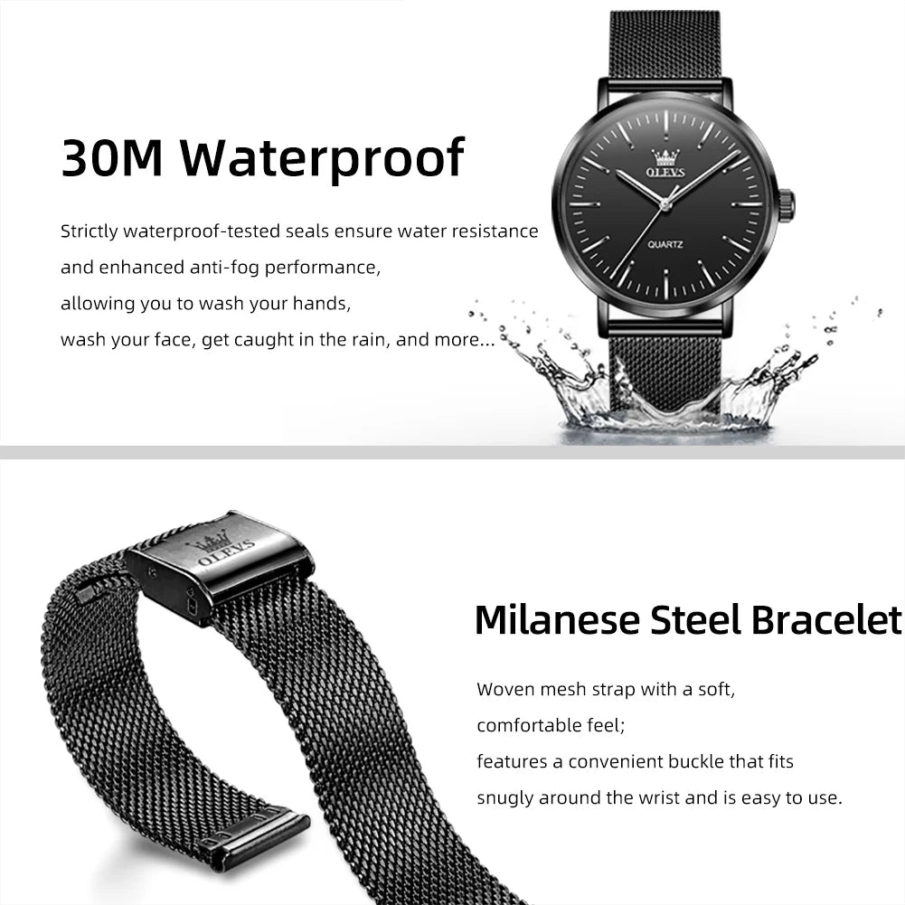 OLEVS Herrenuhren Original Quarz Armbanduhren Wasserdicht Leuchtende Uhren für Herren Geschenkbox Schlankes Zifferblatt Reloj 7125 Neu