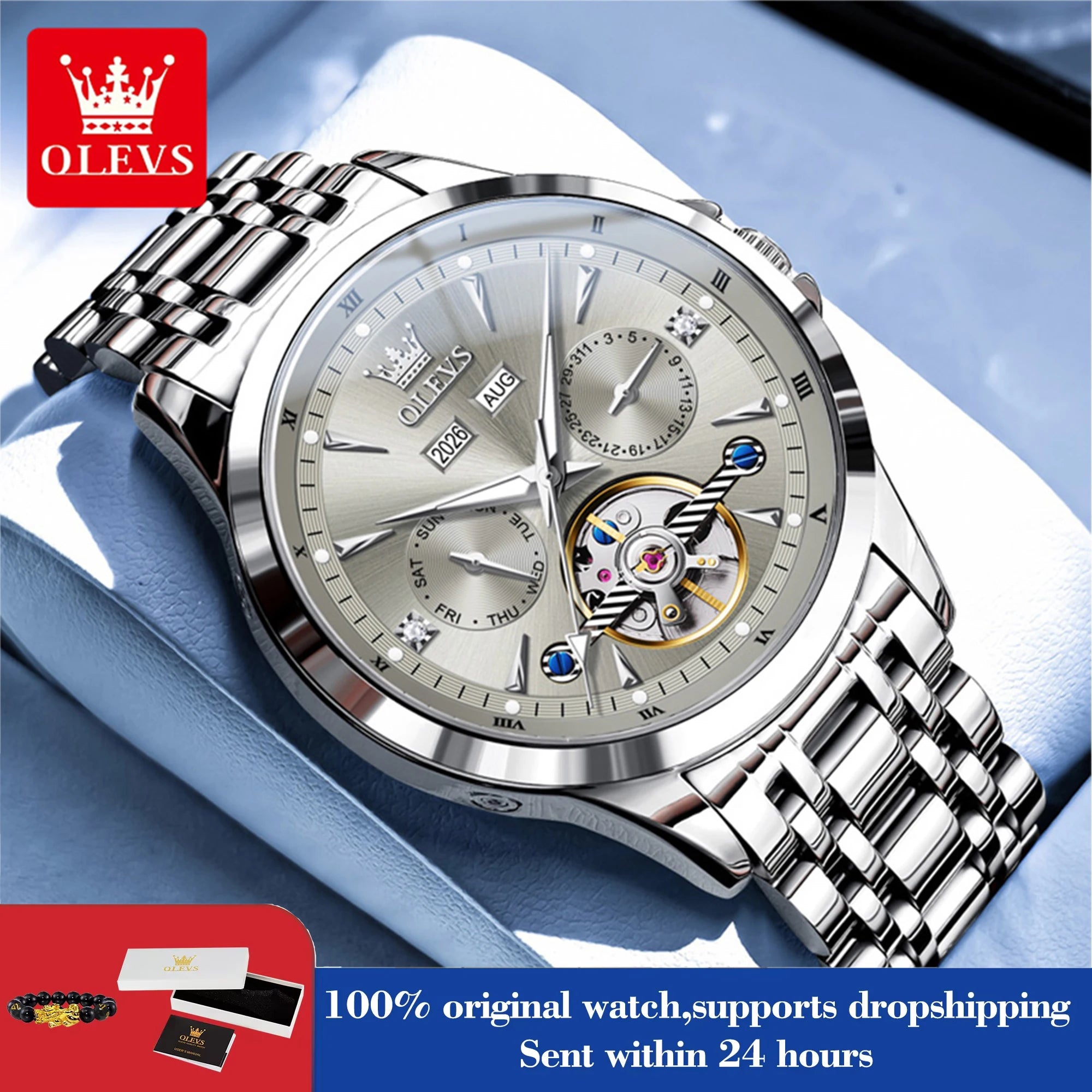 OLEVS 7091 Herrenuhr Mode Automatik Mechanische Uhren Für Männer Top Marke Original Wasserdicht Leuchtend Herren Handuhr Reloj
