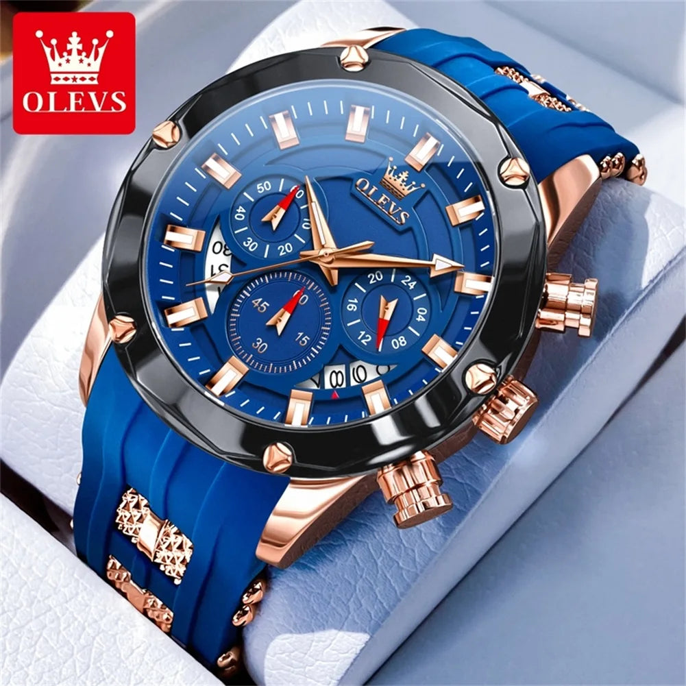 OLEVS 9991 Herrenuhr Mode Sport Wasserdichte Quarzuhr Für Herren 45mm Großes Zifferblatt Original Chronograph Datum Herren Armbanduhr