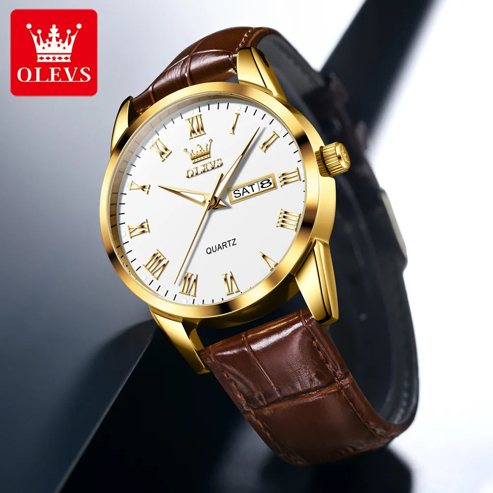 OLEVS 5892 Uhr Herrenuhren Schlichte Quarz Wochen-/Datumsanzeige für Herren Wasserdicht Leuchtend Business-Klassiker Herrenuhr