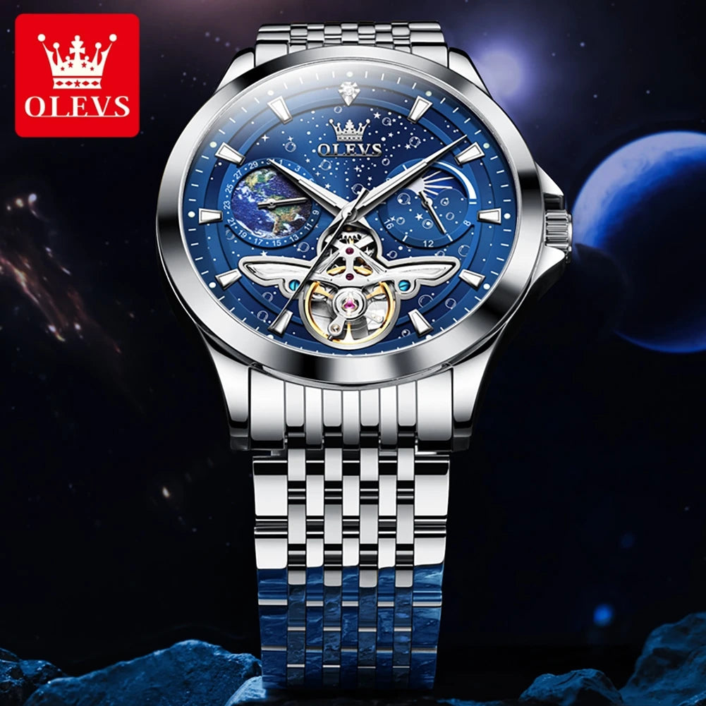 Originales Fashion Top OLEVS Markenuhren Für Männer Schwungrad Automatische Mechanische Uhren Wasserdichte Leuchtende Herrenuhren 6705