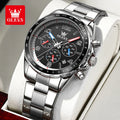 OLEVS TY714 Neue exklusive Mode-Quarz-Uhr für Herren 42mm Ziffern Großes Zifferblatt Edelstahl Herrenuhren Chronograph Zeigeruhr