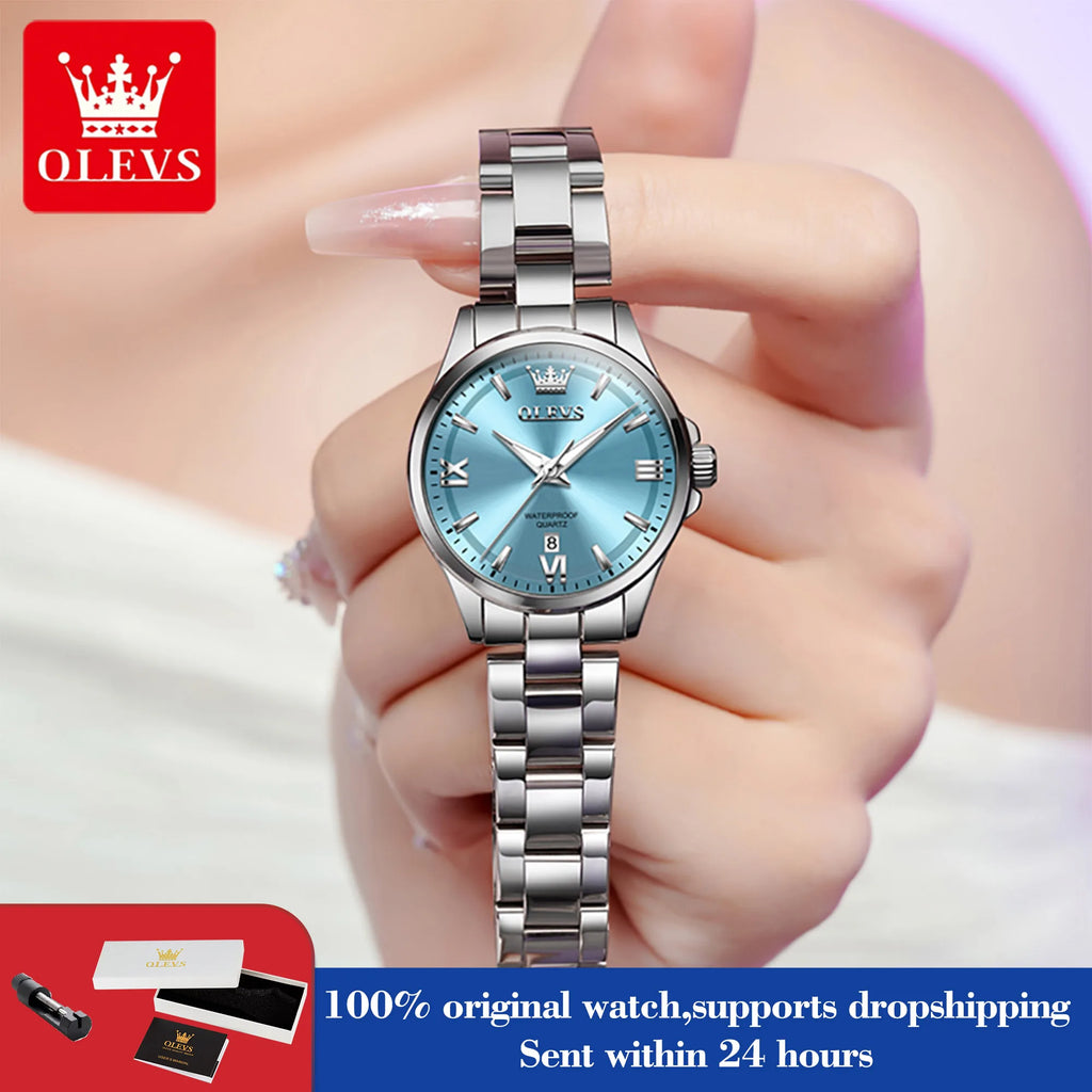 OLEVS 3668 Damenuhr, hochhartes beschichtetes Spiegelglas, Quarzuhr für Damen, Top-Marke, Kalender, 30 m wasserdicht, modische Armbanduhr