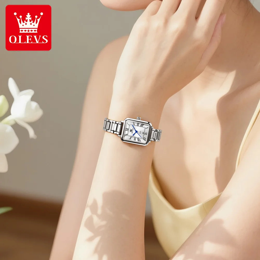 OLEVS 5641 Damen Quarzuhr Dünnes Gehäuse Römische Skala Wasserdichte Uhr Für Frauen Stahlarmband Original Kalender Klassische Zeigeruhr