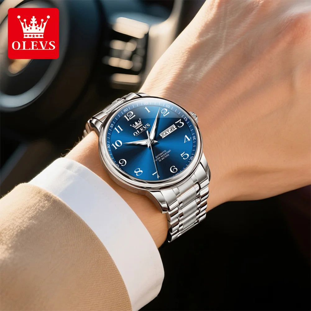 OLEVS 7072 Herrenuhr Mode Original Mechanische Uhren Für Herren Dual Kalender Wasserdicht Business Automatische Handuhr