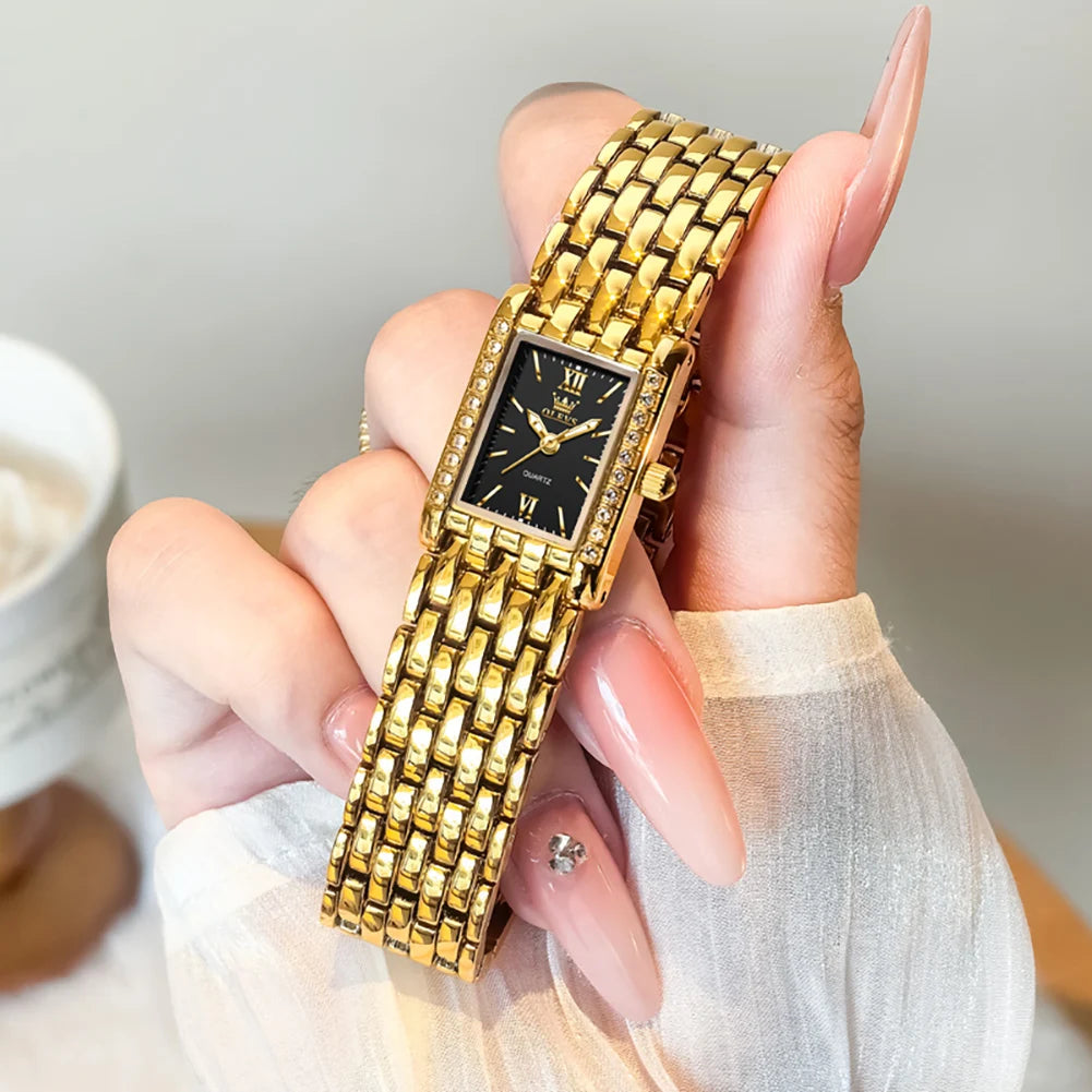 OLEVS 3700 Quarzuhr für Damen Wasserdicht Original Mode Stahlarmband Zeigeruhr Top-Marken Luxus Business Damenarmbanduhren