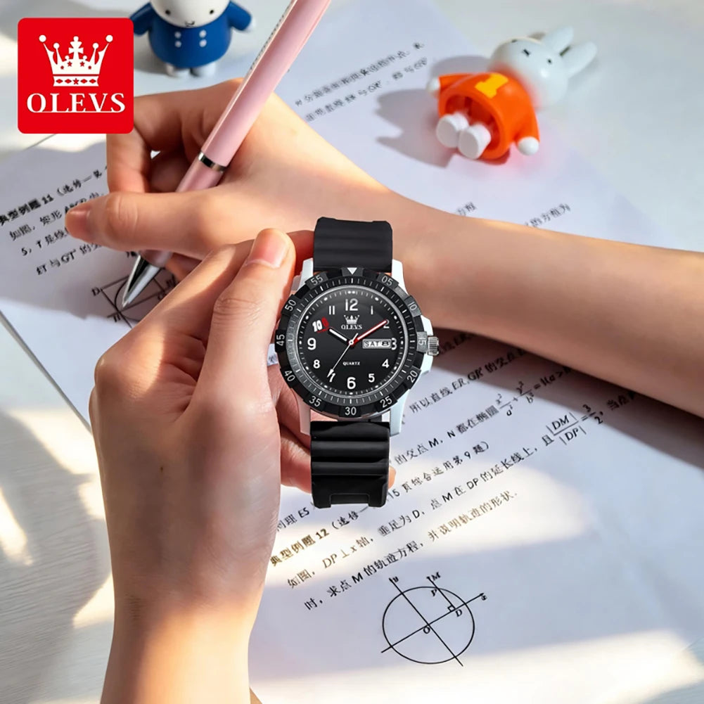 OLEVS Uhren Lässige Mode Sport Quarzuhren Für Herren Wasserdicht Leuchtendes Silikonarmband Studentenuhren 2705