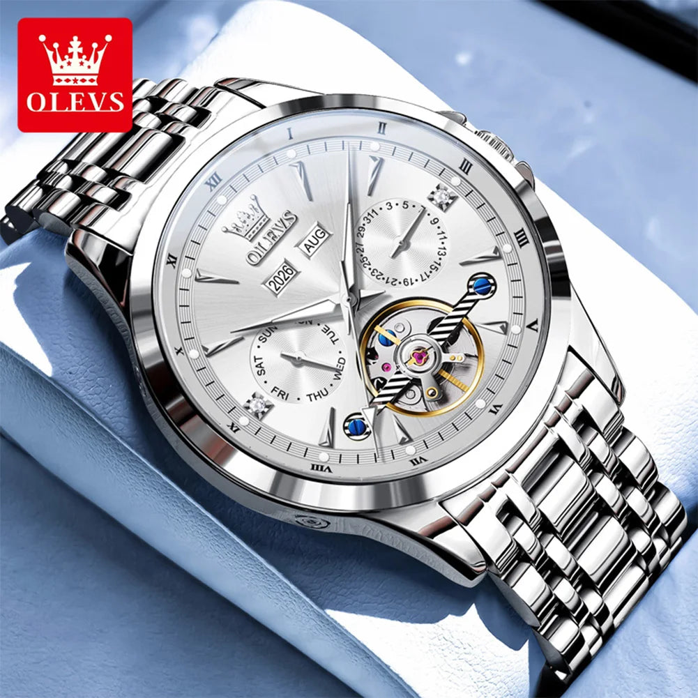 OLEVS 7091 Herrenuhr Mode Automatik Mechanische Uhren Für Männer Top Marke Original Wasserdicht Leuchtend Herren Handuhr Reloj