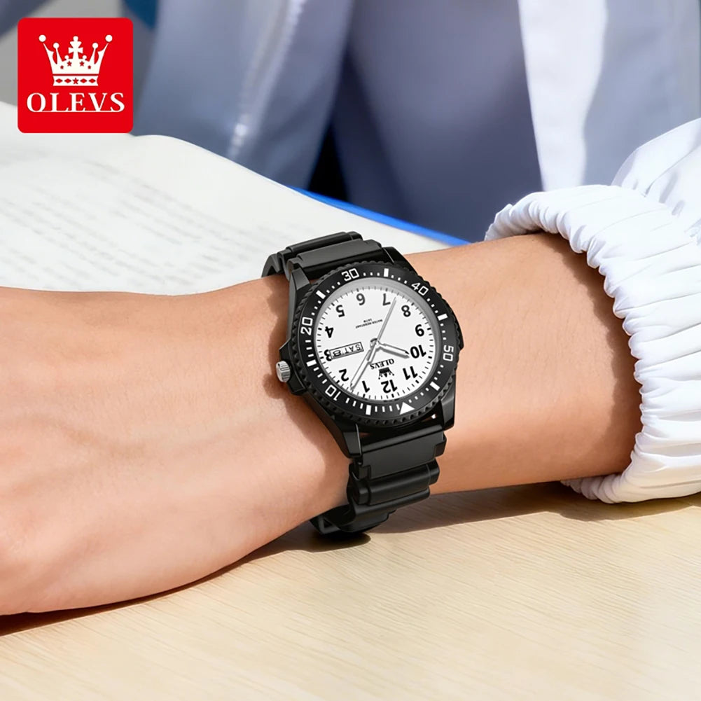 OLEVS Unisex Quarz-Armbanduhr für Schüler, wasserdicht, Datumsanzeige, Wochentag, Silikonarmband, für Jugendliche, Jungen, Mädchen, Schuluhr 2703