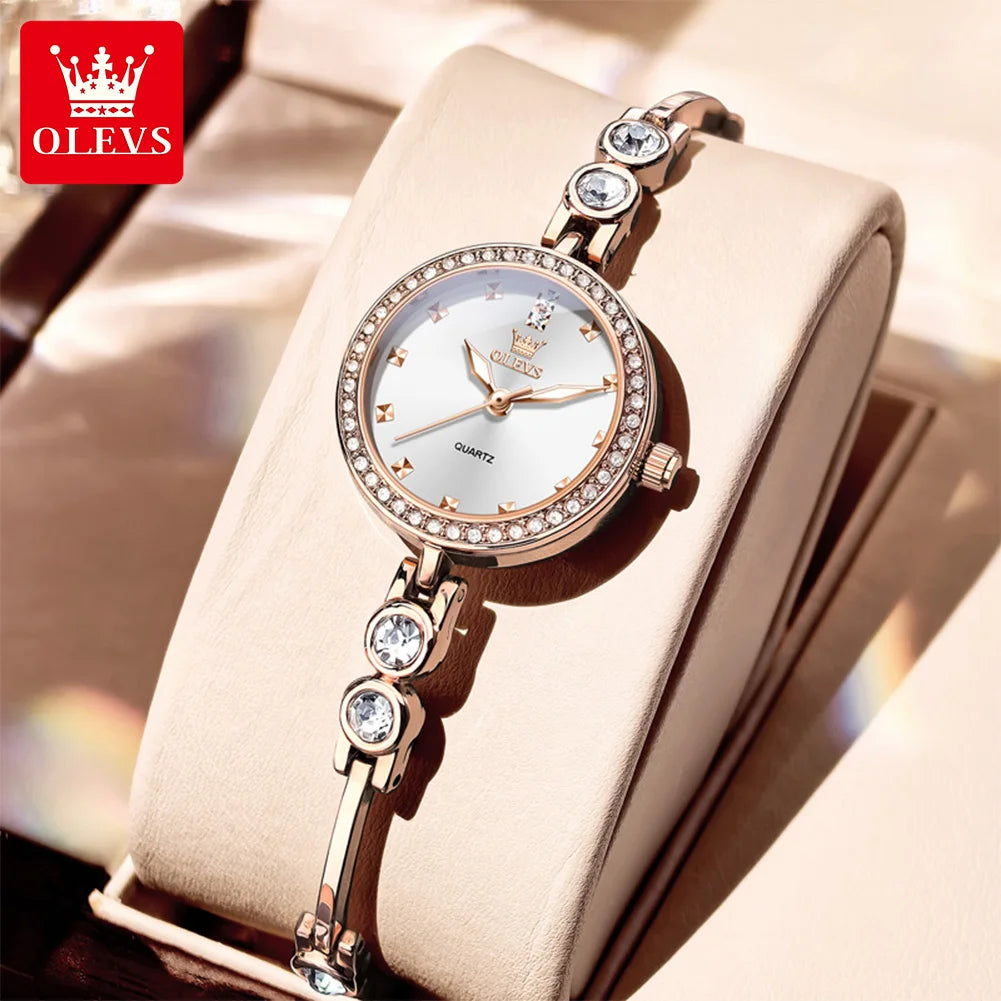 OLEVS 5670 Neue Damenarmbanduhren Wasserdichte Leuchtquarzuhr Edelstahlarmbanduhren für Damen Armbanduhr Reloj Mujer