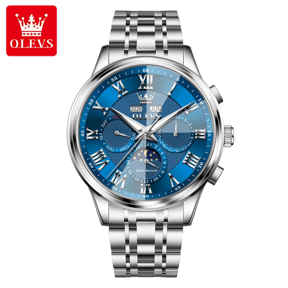 OLEVS 7113 Herrenuhr Luxus Mondphase Mechanische Uhren Für Herren Wasserdicht Automatische Datums Wochenuhr Handuhr Geschenkbox