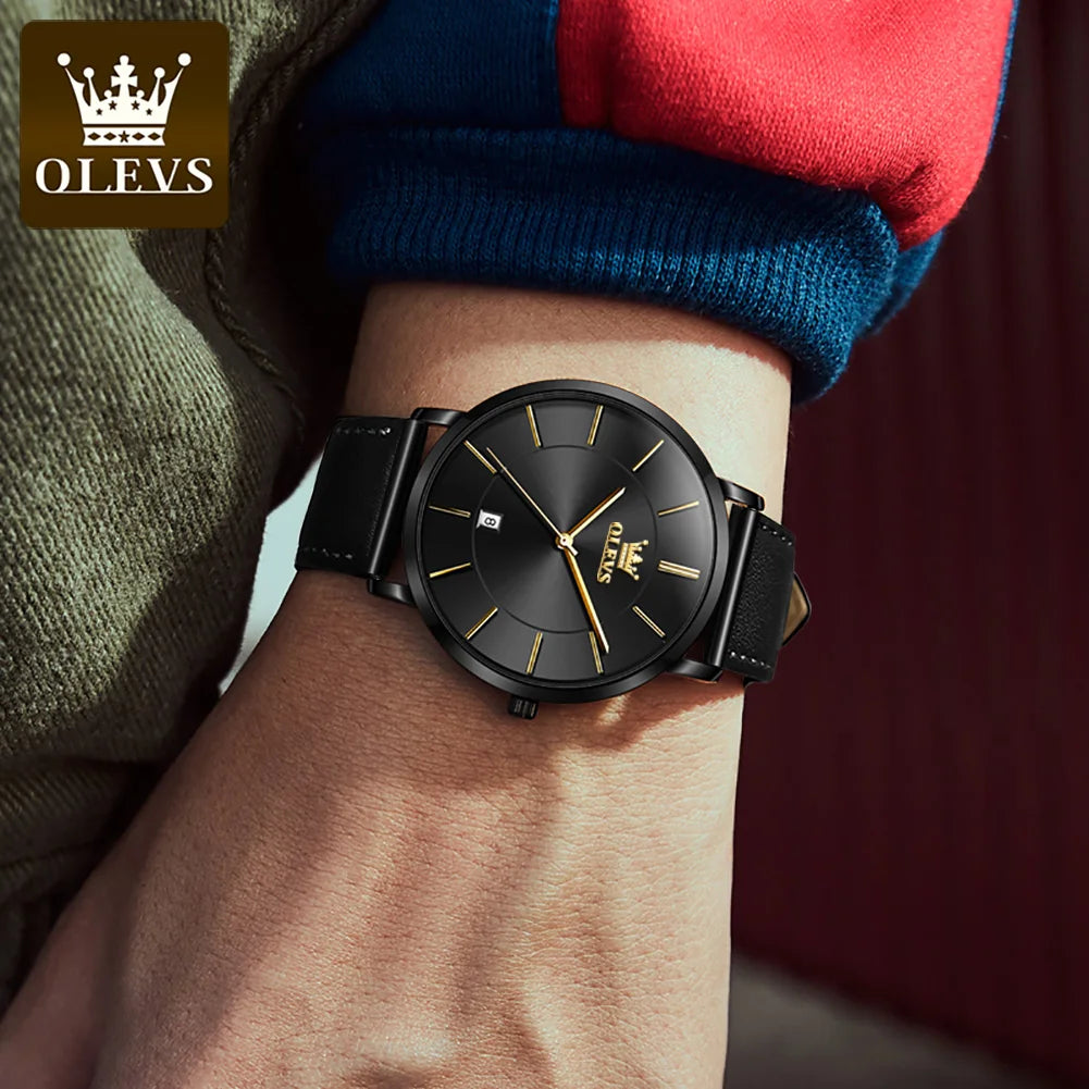 OLEVS 5869 Uhr für Herren Mode Einfach Japanisches Quarzwerk Herrenuhren Gehäusedicke 6,5 mm Top-Markenkalender Zeigeruhr