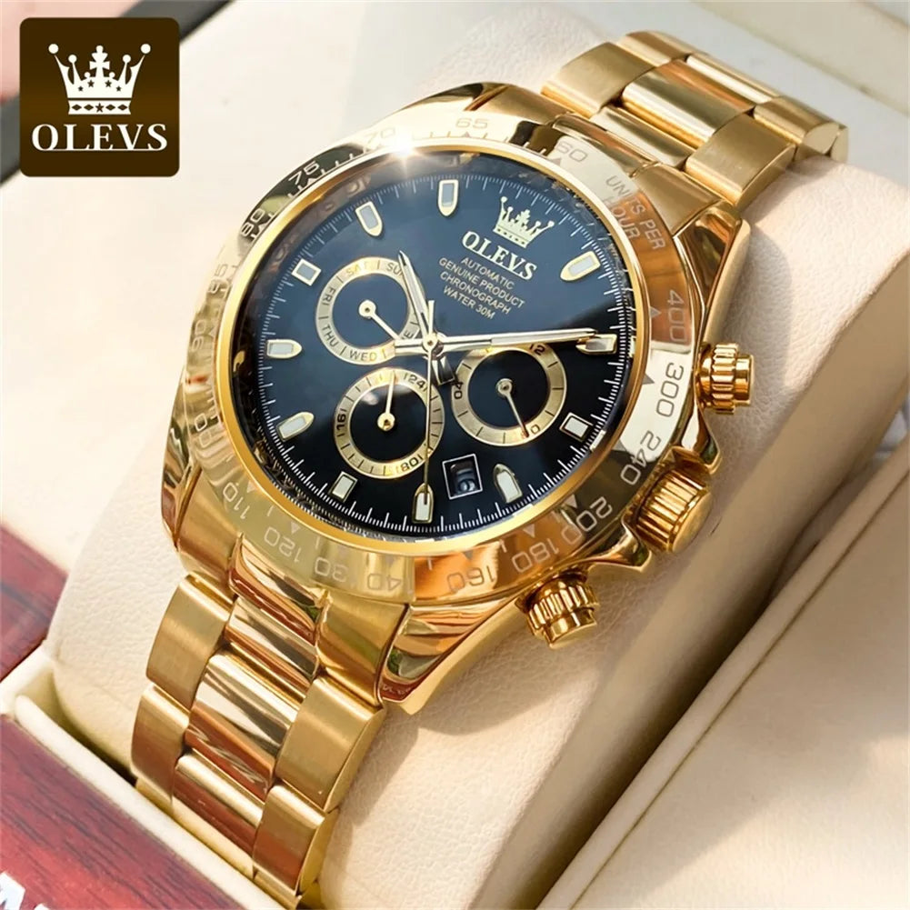 OLEVS Uhren Herren Original Luxus Multifunktions Automatische Mechanische Uhren Für Herren Wochenkalender Herren Dress Armbanduhr 6638