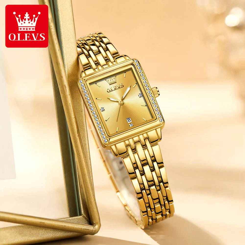 OLEVS 9995 Damenuhr Klassische Quarzuhr für Damen Luxuriöse Original Edelstahl Wasserdichte Kalender Damenuhr