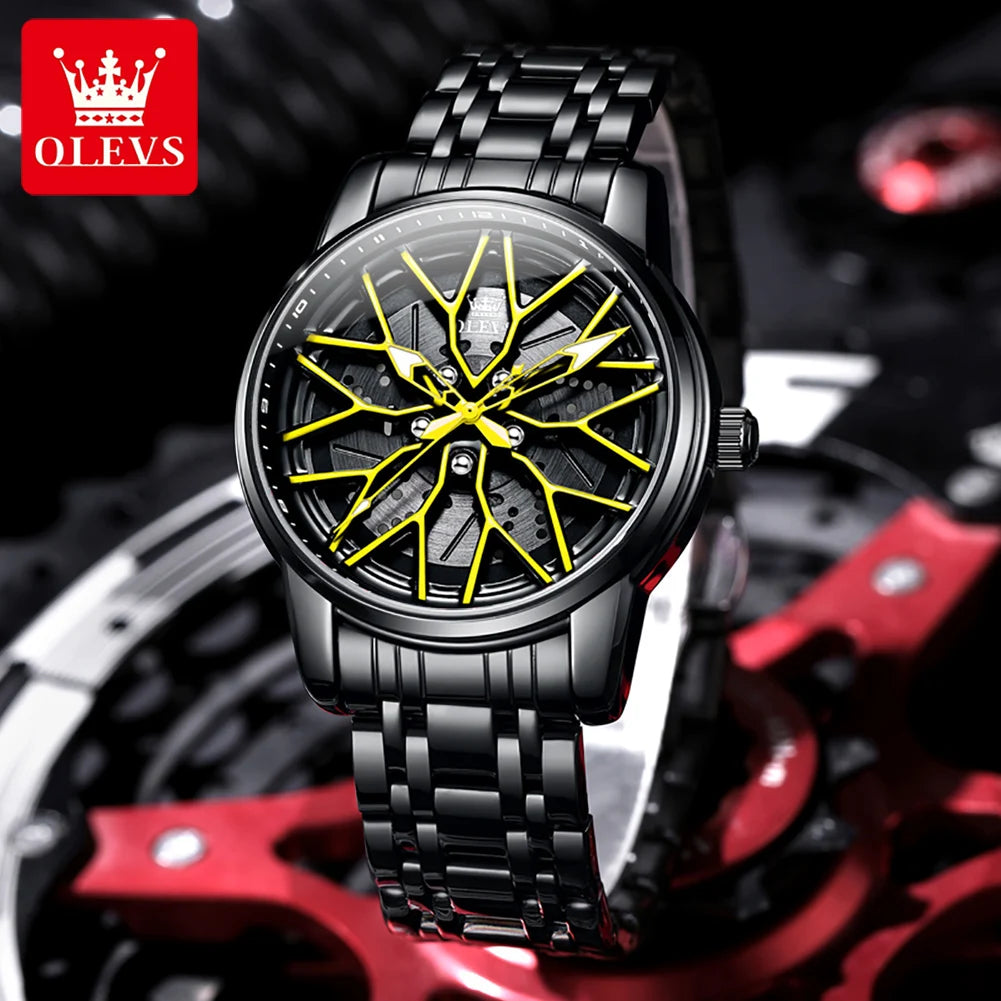 OLEVS 3701 Quarzuhr Herren Stahlarmband Hohl Mode Wasserdichte Uhr für Männer Leuchtende Top Marke Original Männliche Handuhr