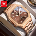 OLEVS 3731 Fashion Week Datum Quadrat Quarz-Uhr Original Wasserdichte Leuchtende Uhren Für Herren Armbanduhr Großes Zifferblatt 44mm