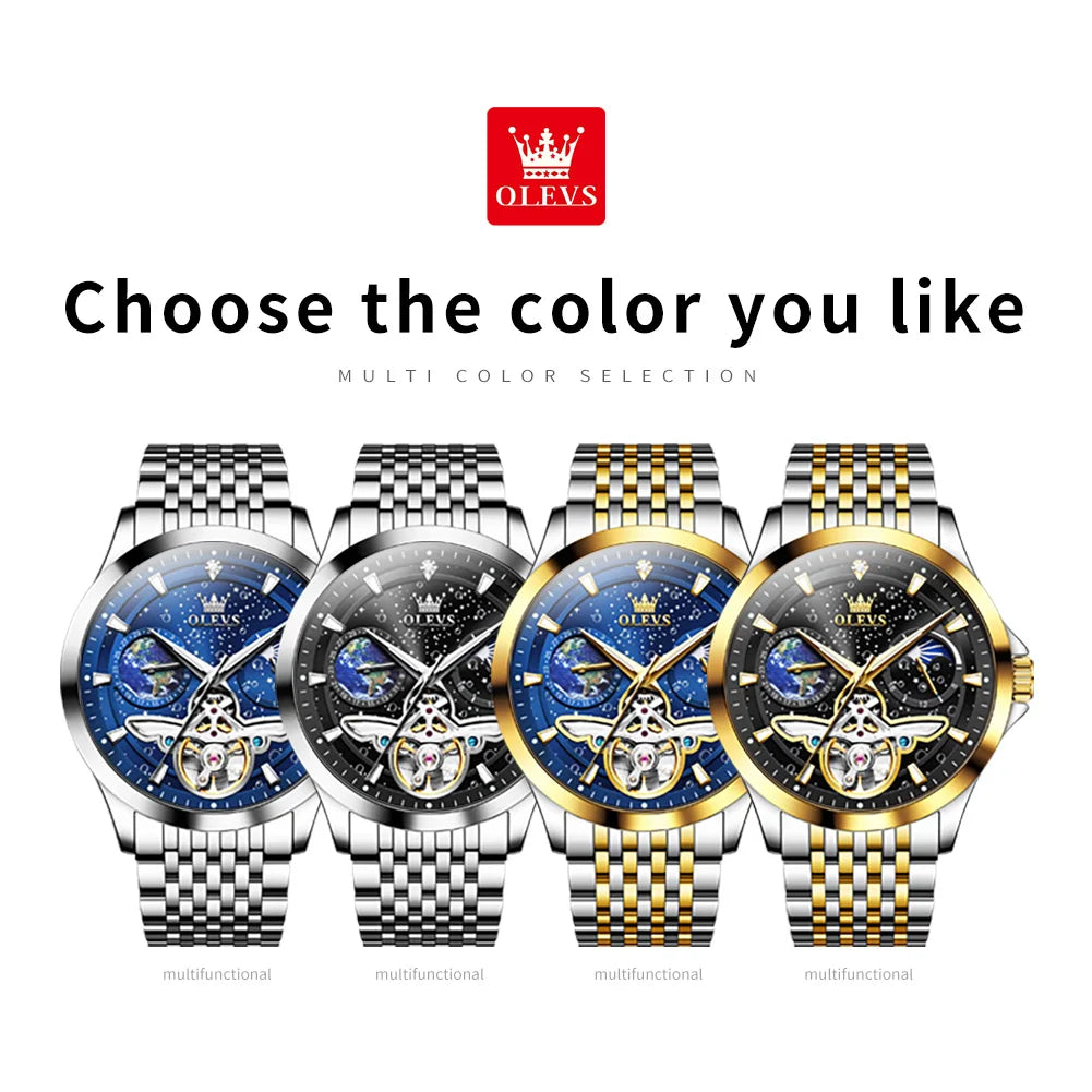 Originales Fashion Top OLEVS Markenuhren Für Männer Schwungrad Automatische Mechanische Uhren Wasserdichte Leuchtende Herrenuhren 6705