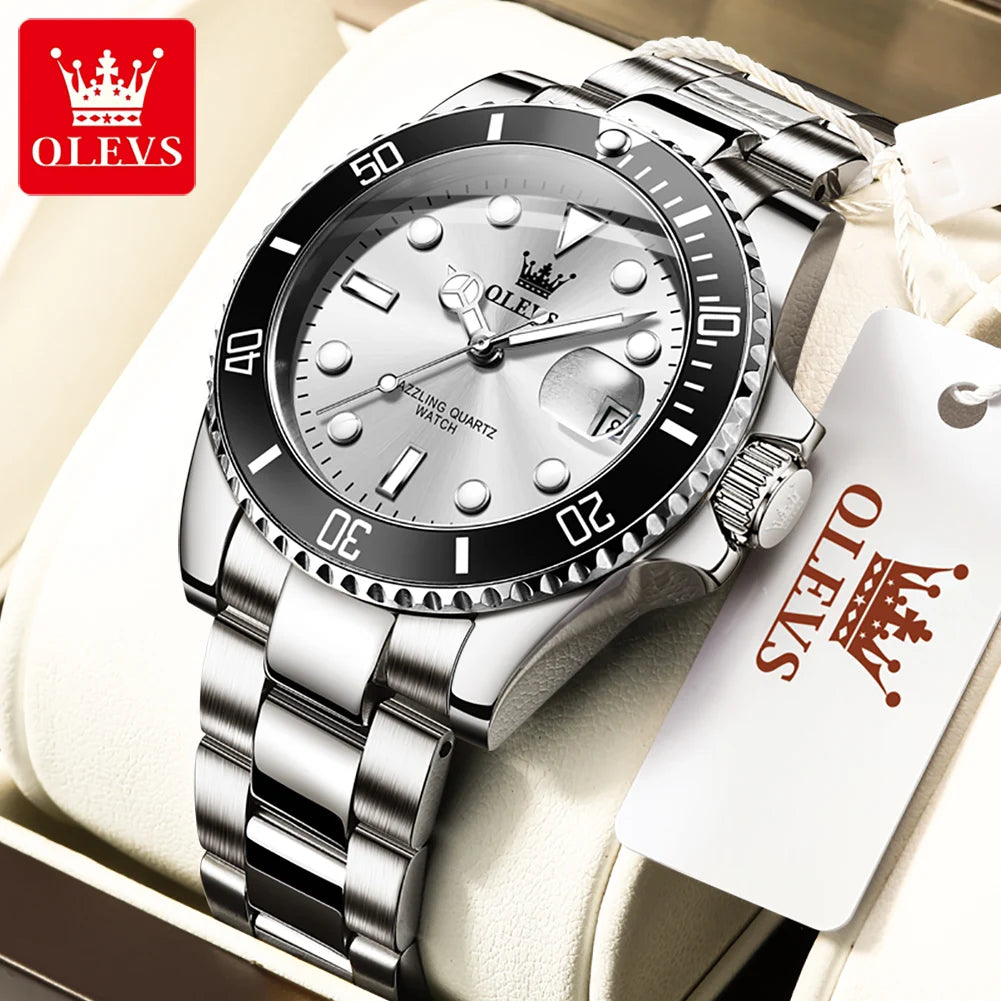 OLEVS 5885 Herrenuhr Top Marke Wasserdicht Edelstahl Kalender Mode Herren Handuhr Original Klassische Herren Armbanduhr