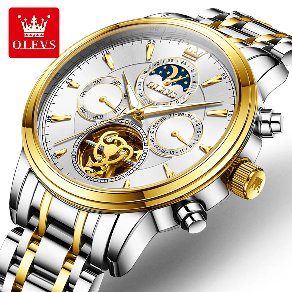 OLEVS 6746 Herrenuhr Business Fashion Skelett Automatische Mechanische Uhren für Männer Original Wasserdicht Leuchtende Herrenuhr