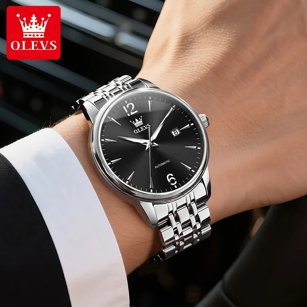 OLEVS 6741 Uhren für Herren, originelle Modemarke, automatische mechanische Uhren, Datumsanzeige, Herrenuhren, Geschenke, wasserdicht, leuchtend