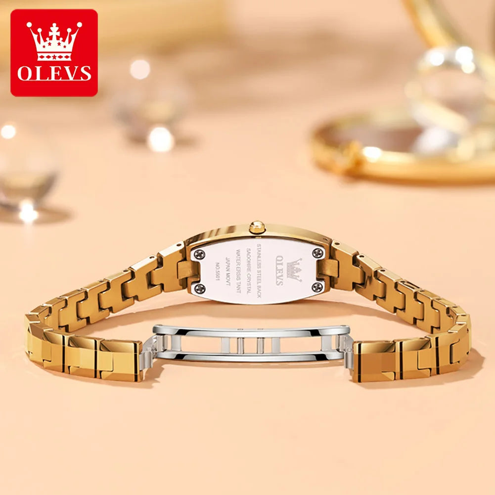 OLEVS 5501 Luxus-Quarzuhr für Damen Wasserdichte Original Damen-Armbanduhr Schlichtes Wolframstahl-Armband Damenuhren