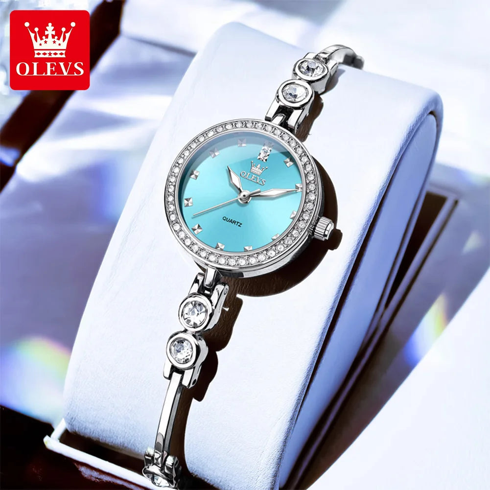 OLEVS 5670 Neue Damenarmbanduhren Wasserdichte Leuchtquarzuhr Edelstahlarmbanduhren für Damen Armbanduhr Reloj Mujer