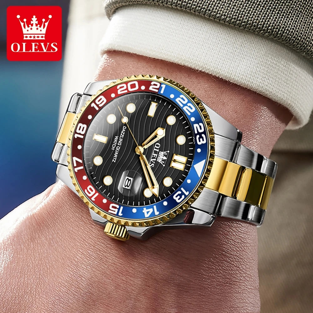 OLEVS 3610 Luxury Man Watch Steel Strap Original Calendar Quartz Watch For Men 30M Waterproof Luminous Business Men's Hand Clock