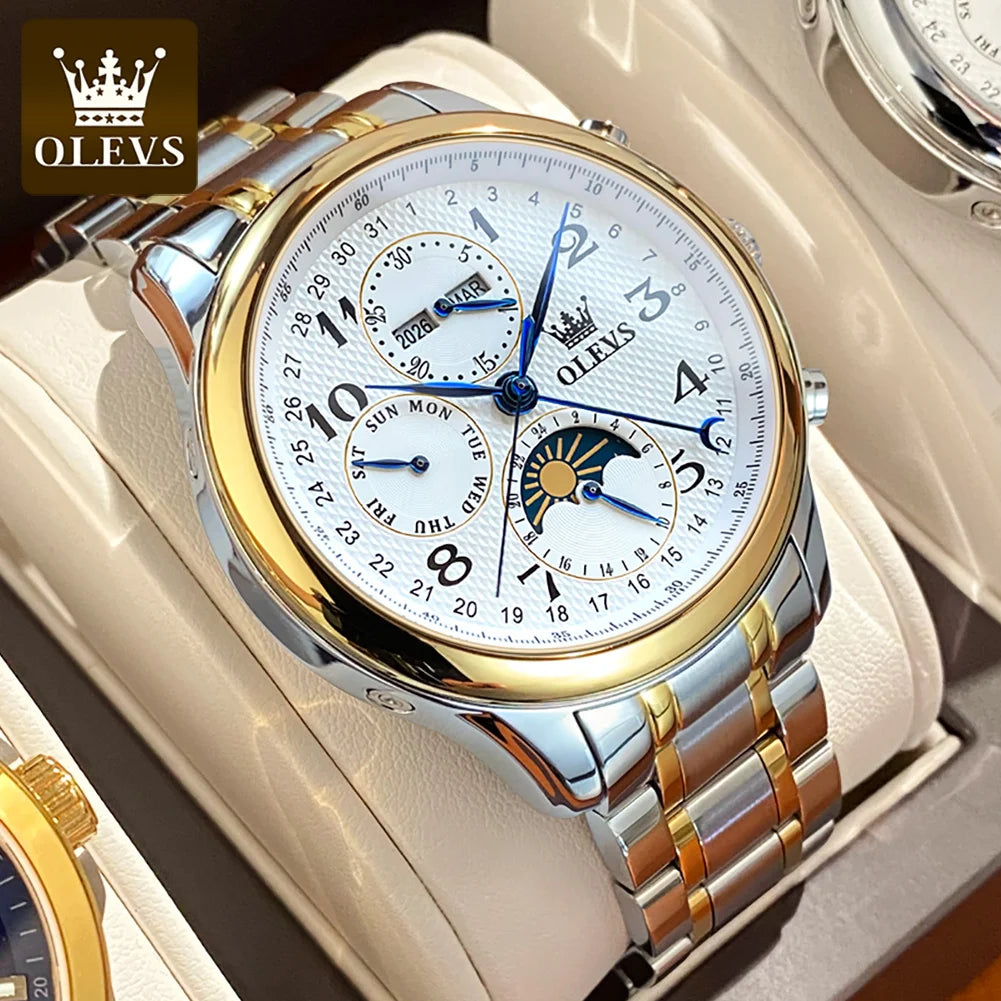 OLEVS 6667 Herrenuhr Mode Zifferblatt Mechanische Armbanduhr Für Herren Top Marke Original Moonswatch Wasserdicht Männer Handuhr